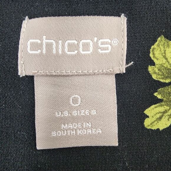 Chico's Top Womens Size 0 Small Floral Woven 3/4 Kimono Sleeve Scoop 570242670 - Picture 7 of 9